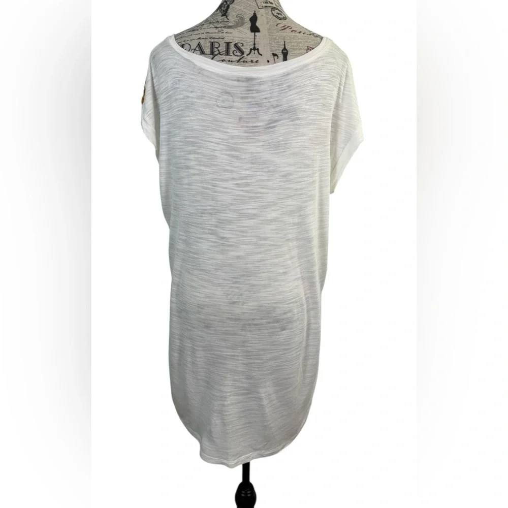 Cupio Cream Abstract Medallion V-Neck Slub Knit Top Size Large - Picture 6 of 11